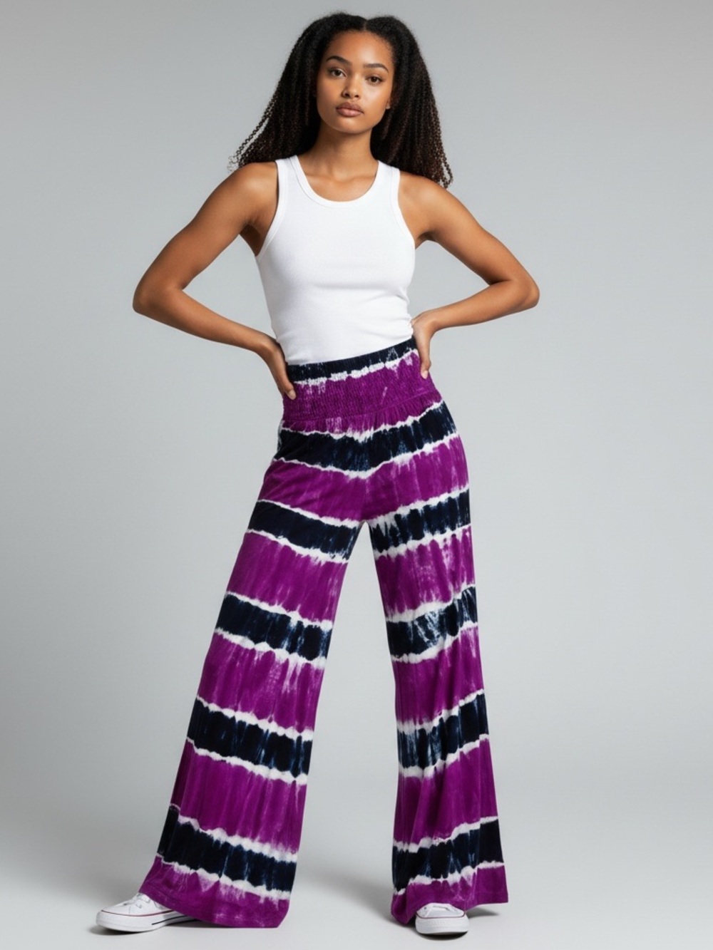 India Boutique Wide-Leg Tie-Dye Pants